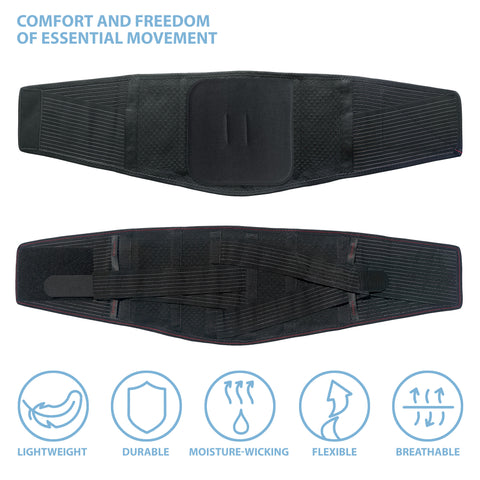 Image of Lumbar Support Belt Lumbosacral Back Brace – Ergonomic Design and Breathable Material / ACKB724-BK