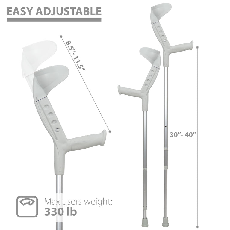 Progress-I Adult Walking Forearm Crutches with Adjustable Arm Support