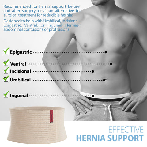 Image of Premium Umbilical Hernia Belt for Men and Women - Abdominal Support Binder - Beige
