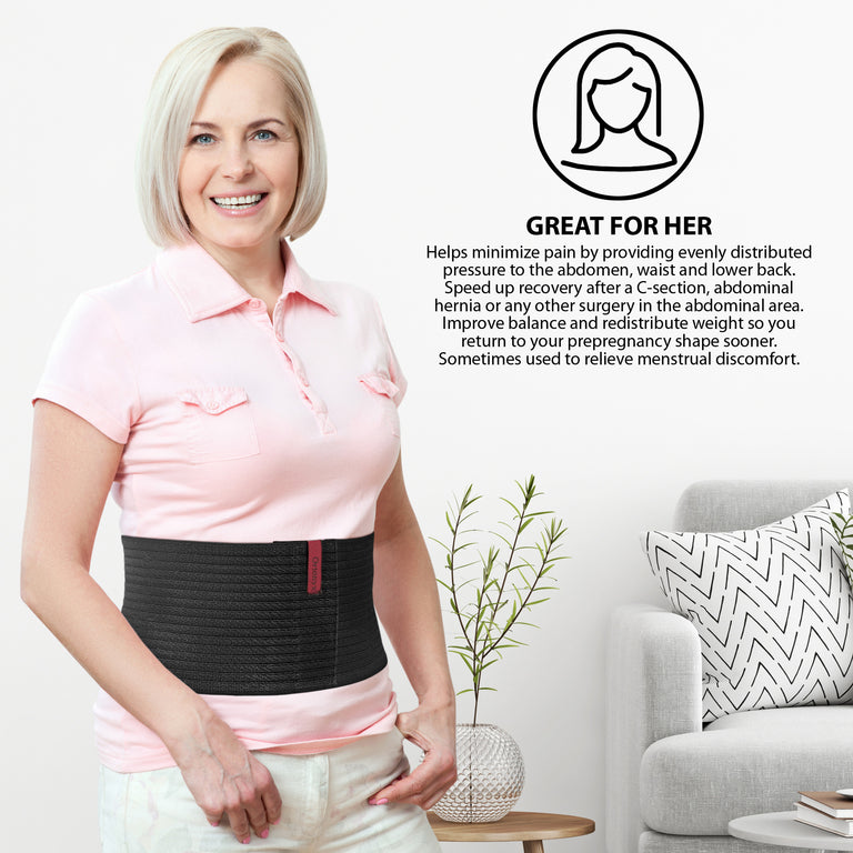 6.25 Inch Abdominal Binder for Men and Women - Black