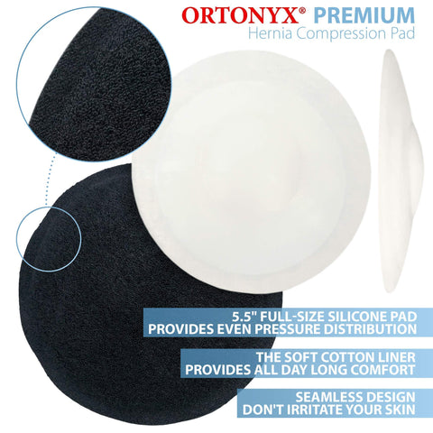 Image of ORTONYX Premium Umbilical Hernia Belt for Men and Women / 10.25" Abdominal Binder With Hernia Support Pad - Navel Ventral Epigastric Incisional and Belly Button Hernias - Black OX5241-10