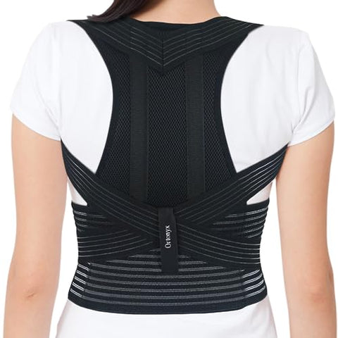 ORTONYX Posture Corrector Clavicle and Shoulder Support Back Brace for Men  and Women, Upper and Lower Back Pain Relief - Scoliosis, Hunchback, Hump