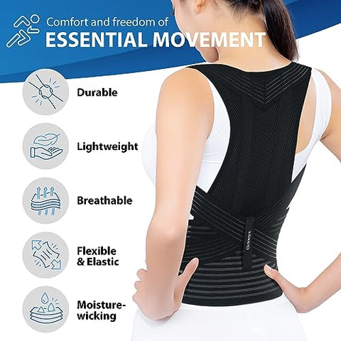 Image of ORTONYX Back Brace Posture Corrector Clavicle and Shoulder Support for Men and Women, Upper and Lower Back Pain Relief - Scoliosis, Hunchback, Hump, Thoracic, Spine Corrector/8247