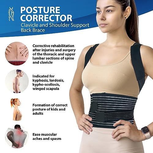 ORTONYX Back Brace Posture Corrector Clavicle and Shoulder Support for Men and Women, Upper and Lower Back Pain Relief - Scoliosis, Hunchback, Hump, Thoracic, Spine Corrector/8247