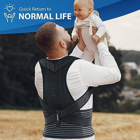 Image of ORTONYX Back Brace Posture Corrector Clavicle and Shoulder Support for Men and Women, Upper and Lower Back Pain Relief - Scoliosis, Hunchback, Hump, Thoracic, Spine Corrector/8247