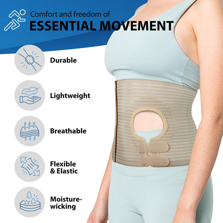 ORTONYX Abdominal Ostomy Belt for Post-Operative Care After Colostomy ileostomy Surgery, Adjustable Stomy Bag Hole