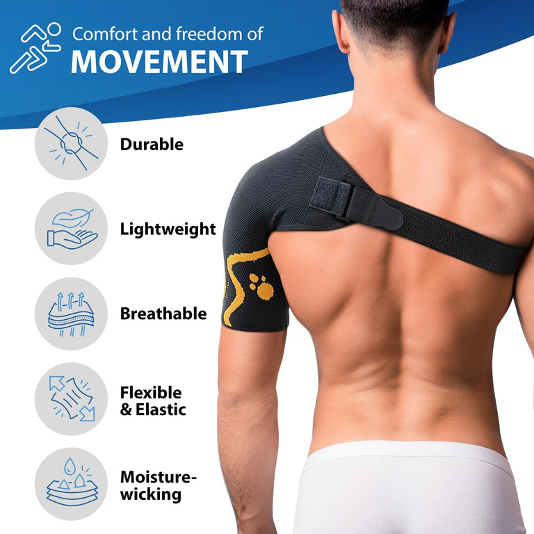 ORTONYX Shoulder Stability Brace Compression Sleeve for Rotator Cuff Support, Injury Prevention, Dislocated AC Joint, Labrum Tear, Frozen Shoulder Pain, Sprain, Soreness, Bursitis / ACKB743