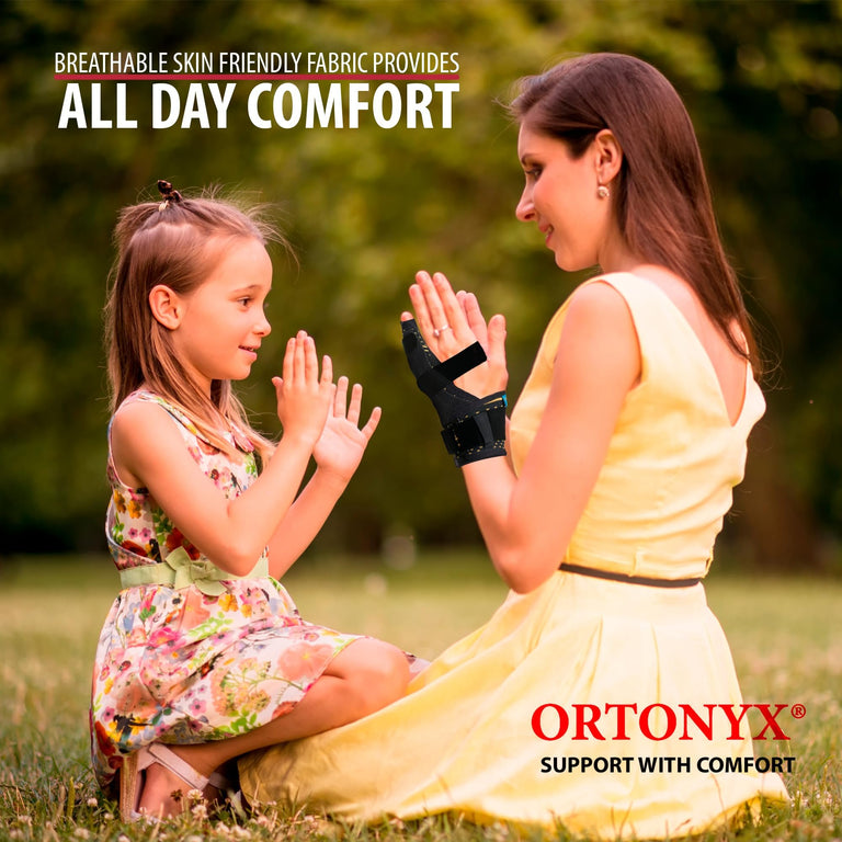 ORTONYX Pinky Finger Splint – Boxer Fracture Brace for 4th & 5th Finger, Ulnar Gutter Support, Metacarpal Immobilizer, Breathable & Adjustable Hand Brace for Left or Right Hand / KB434 Black