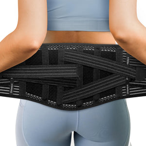 ORTONYX Adjustable Lumbar Support Brace with Removable Metal Stays and Extra Compression Pad - Breathable Back Support Belt for Pain Relief, Posture Correction and Lower Back Stability - Hypoallergenic, Ergonomic Design for Men and Women