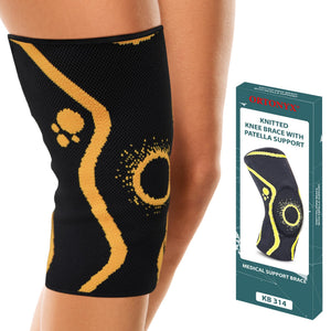 ORTONYX Knee Brace with Patella Ring, 3D Knitted Knee Sleeve for Pain Relief, Patella and Ligament Support, Recovery from Injuries, Meniscus Tear Arthritis ACL PCL Men & Women