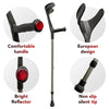Image of ORTONYX Forearm Crutches for Adults 1 Pair - Open Cuff - Handle with Light Reflector - Built-in Height Adjustment Clip - High Density Sturdy Aluminum - 308lb Max / AL01