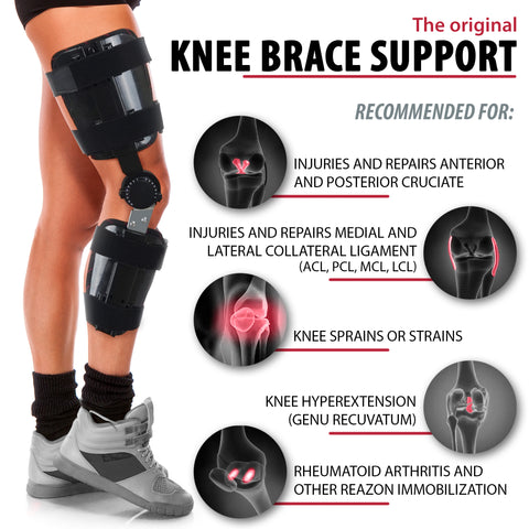Image of Hinged Adjustable Knee Brace Support Stabilizer Immobilizer
