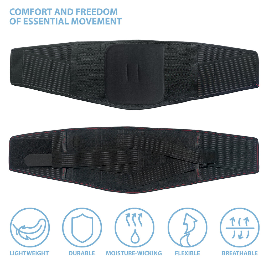 Lumbar Support Belt Lumbosacral Back Brace – Ergonomic Design and Breathable Material - Xs/S Black