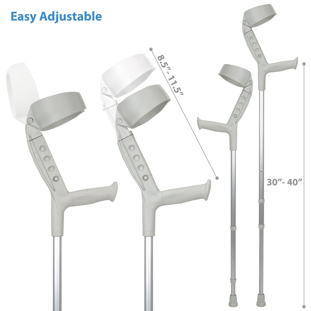 Progress-II Adult Walking Forearm Crutches with Closed Cuff and Adjustable Arm Support