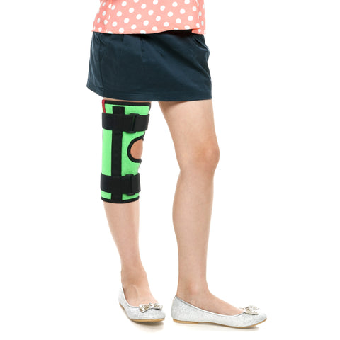 Image of Kids Tri-Panel Knee Immobilizer - Breathable and Lightweight - Straight Leg Support - Knee Splint / ACJB2117GR