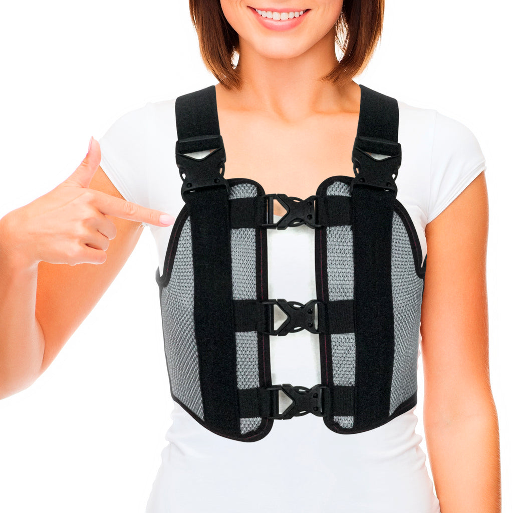  Armor Adult Unisex Chest Support Brace to Stabilize the Thorax  after Open Heart Surgery, Thoracic Procedure, or Fractures of the Sternum  or Rib Cage, Black Color, Size Small, for Men and