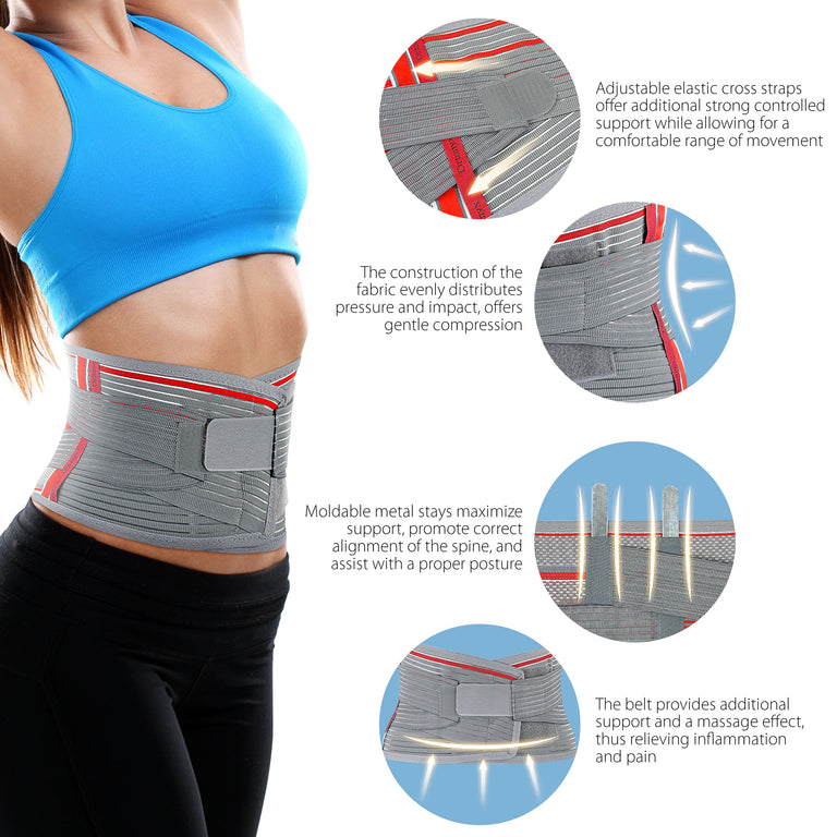 Lumbar Support Belt Back Brace - Breathable, Ergonomic Lumbosacral Back Brace for Men and Women