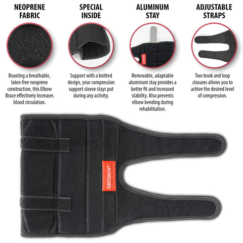 Image of Elbow Support Brace Immobilizer Splint for Man and Women Tennis and Gorfers Elbow, Tendonitis, Bursitis