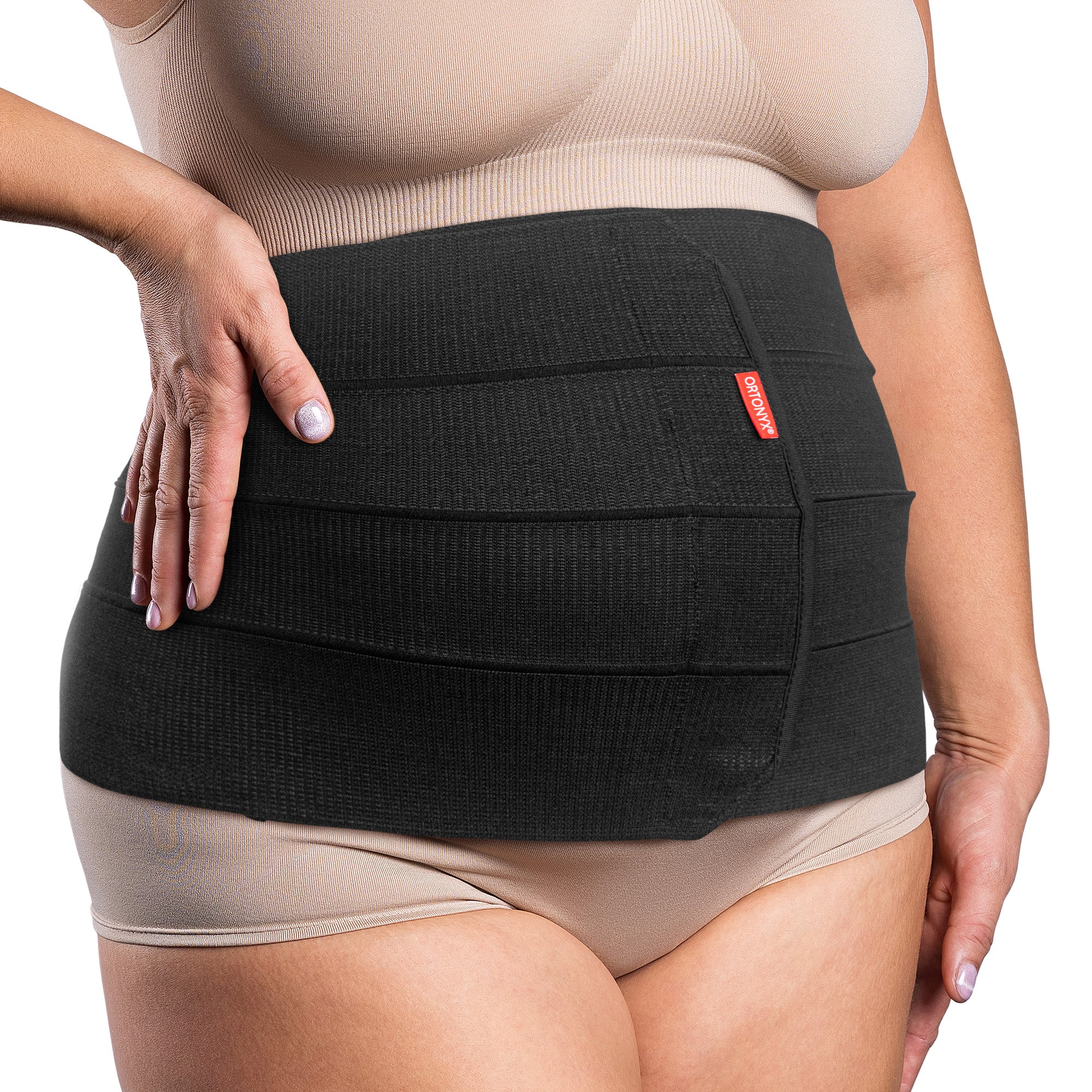 ORTONYX 12 Wide Abdominal Binder for Men and Women/Postpartum  Postoperative Postsurgery Belly Compression Wrap / 524012 White 2XL Plus  Size