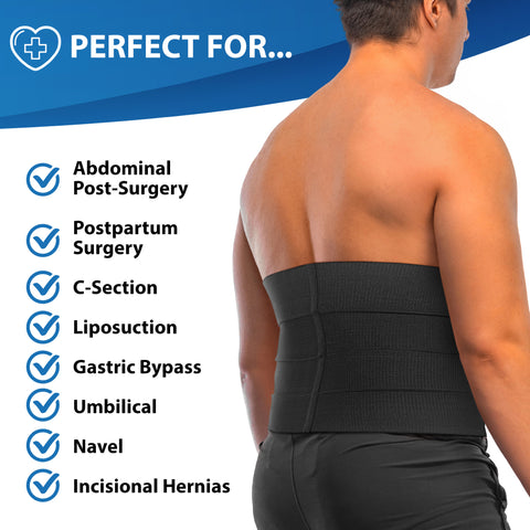  QORE LOGIQ Plus Size Abdominal Binder Post Surgery for larger  Men + Women - Postpartum Belly Band - Compression Garment - Hernia Belt For  Men + Woman - C Section Belly