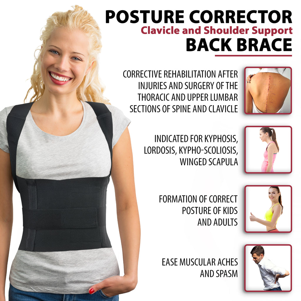 ORTONYX Posture Corrector Clavicle and Shoulder Support Back Brace for Men  and Women, Upper and Lower Back Pain Relief - Scoliosis, Hunchback, Hump