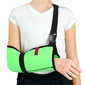 Kids Arm Support Sling Shoulder Immobilizer Brace  Breathable and Lightweight  Fully Adjustable / ACJB2410-GN